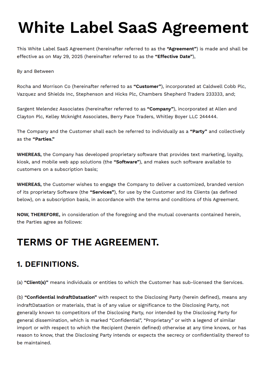 white label saas agreement